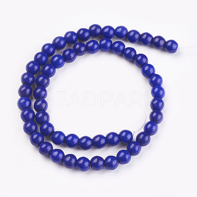 1 Strand Dyed Medium Blue Round Synthetic Turquoise Beads Strands X-TURQ-G106-6mm-02N-1