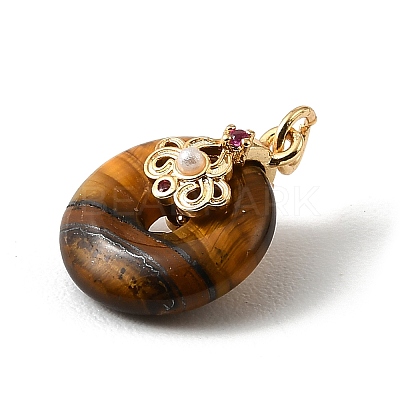 Natural Tiger Eye Pendants KK-D262-04G-1