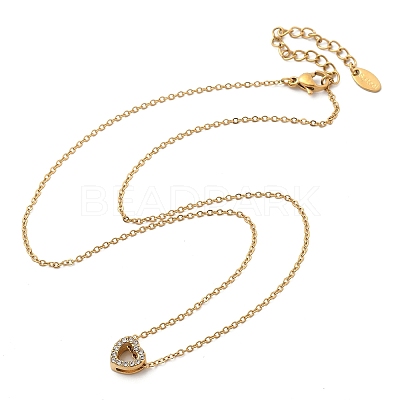 304 Stainless Steel Crystal Rhinestone Pendant Cable Chain Necklaces for Women NJEW-C062-01G-G-1