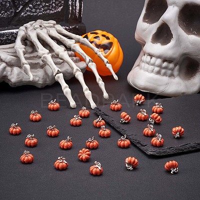 30 Pieces Pumpkin Charms Pendants Thanksgiving Pumpkin Charms Alloy Enamel Charm for Jewelry Necklace Bracelet Earring Making Crafts JX294A-1