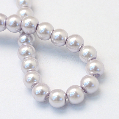 Baking Paint Pearlized Glass Pearl Round Bead Strands HY-Q330-8mm-25-1