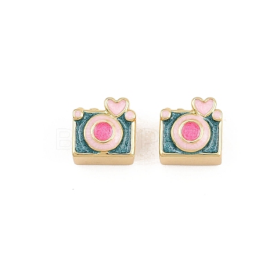 Brass Enamel Beads KK-B157-07G-1