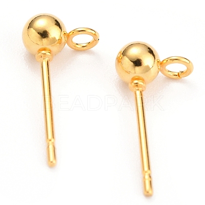 304 Stainless Steel Ball Stud Earring Findings X-STAS-G099-09G-1