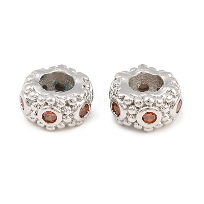 Brass Micro Pave Orange Cubic Zirconia European Beads CU-CBAB99C-03P-1