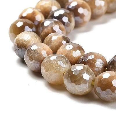 Electroplated Natural Tiger Eye Round Beads Strands G-L598-A04-02-1