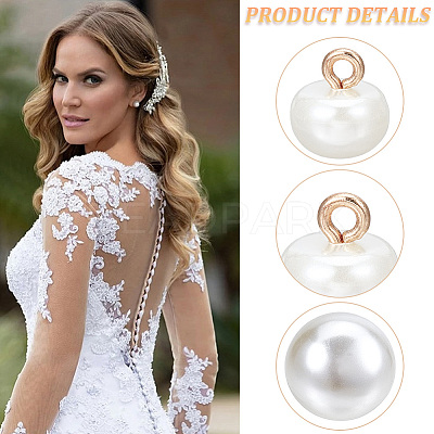 100Pcs Resin Imitation Pearl Buttons BUTT-CY0001-05-1