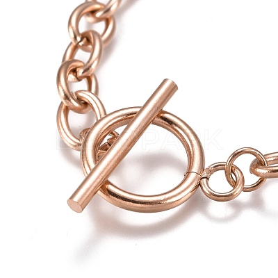Unisex 304 Stainless Steel Cable Chain Bracelets X-BJEW-P245-39RG-1