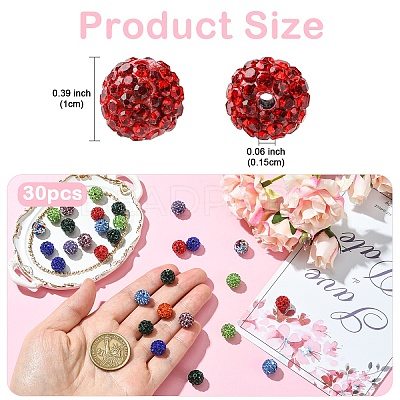 30Pcs Pave Disco Ball Beads RB-YW0001-14Q-1