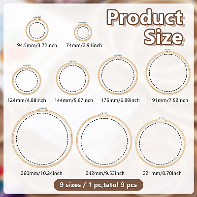 9Pcs 9 Styles Bamboo Embroidery Hoops DIY-GO0003-09-1