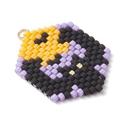 5Pcs Hallowen Theme Glass Seed Beaded Pendants PALLOY-MZ00873-1