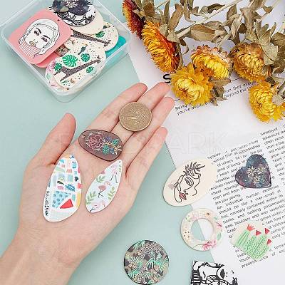 24Pcs 12 Style Cellulose Acetate(Resin) Pendants KY-PH0001-10-1
