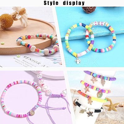 Flat Round Handmade Polymer Clay Beads CLAY-R067-6.0mm-46-1