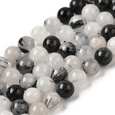 Natural Black Rutilated Quartz Beads Strands G-D295-8mm-1