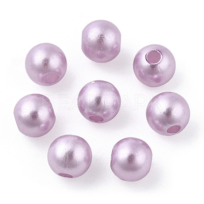 Spray Painted ABS Plastic Imitation Pearl Beads OACR-T015-05A-12-1