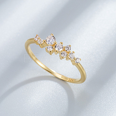 925 Sterling Silver Micro Pave Clear Cubic Zirconia Finger Rings for Women FS-WG88D88-04-1