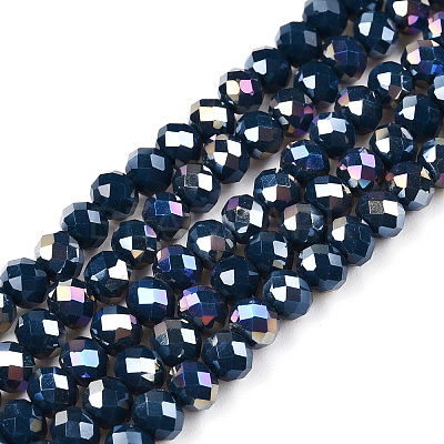 Electroplate Glass Beads Strands EGLA-A034-P6mm-B13-1