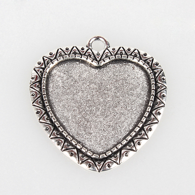 Vintage Tibetan Style Alloy Pendant Cabochon Bezel Settings X-TIBEP-O006-17AS-1