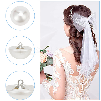 100Pcs 10 Style Resin Imitation Pearl Shank Buttons BUTT-WR0001-13-1