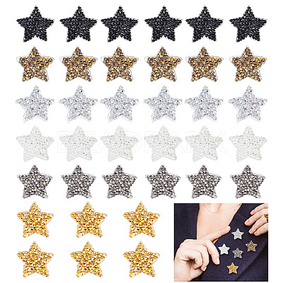 36Pcs 6 Style Star Glitter Hotfix Rhinestone FIND-GA0003-05-1