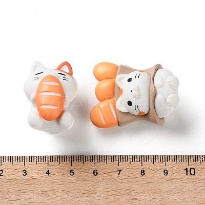 7Pcs Resin Cat with Bread Display Decoration AJEW-S037-03-1