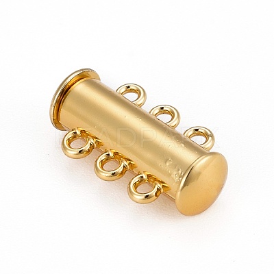 3-Strands 6-Holes Tube Brass Magnetic Slide Lock Clasps KK-D473-G-NF-1
