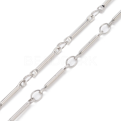 Brass Bar Link Chain Necklace Making AJEW-JB01188-02-1
