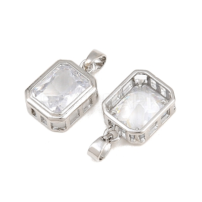 Brass Pave Clear Cubic Zirconia Charms CU-CBAA571-15P-1