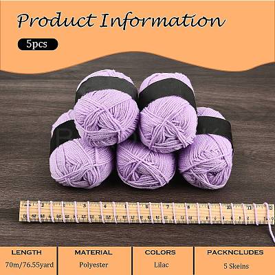 5Pcs Polyester Yarn for Knitting & Crochet YCOR-SZ0001-03C-1