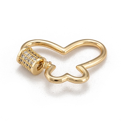 Brass Micro Pave Cubic Zirconia Screw Carabiner Lock Charms KK-I657-15G-1