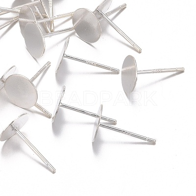 925 Sterling Silver Flat Pad  Stud Earring Findings STER-K167-045F-S-1