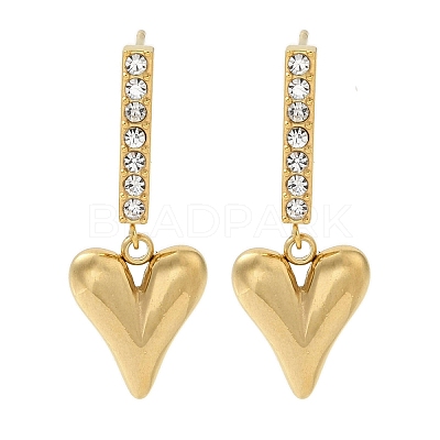 Ion Plating(IP) 304 Stainless Steel Inlay Rhinestone Stud Earrings for Women EJEW-M024-06C-G-1