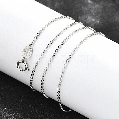 Anti-Tarnish Rhodium Plated 925 Sterling Silver Cable Chain Necklaces NJEW-N0048-46-18-1
