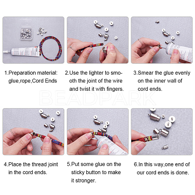 Tarnish Resistant 304 Stainless Steel Cord Ends STAS-E020-8-1