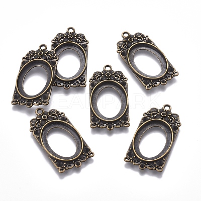 Tibetan Style Alloy Pendant Cabochon Settings PALLOY-I173-30AB-1