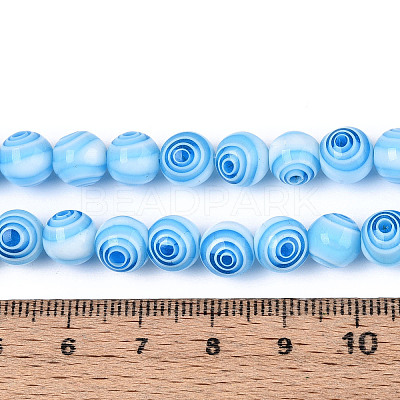 Handmade Millefiori Glass Round Beads Strands LK-R004-93B-1