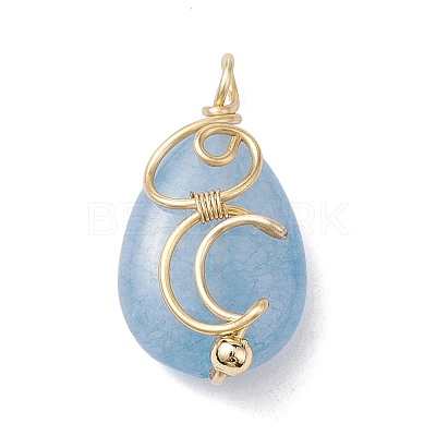 Natural Quartz Dyed Copper Wire Wrapped Pendants PALLOY-JF02598-03-1