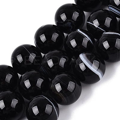 Natural Banded Agate Beads Strands G-Q608-18B-1