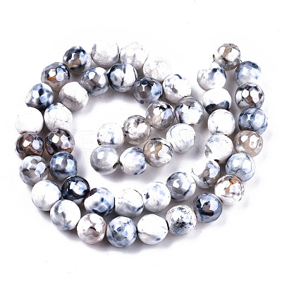 Electroplate Natural Fire Crackle Agate Beads Strands G-T131-54D-1