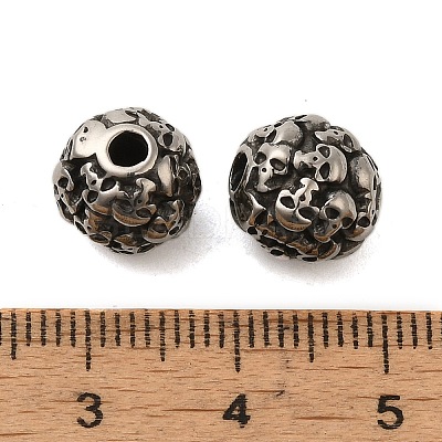 Retro Rondelle Skull 316 Stainless Steel European Large Hole Beads STAS-F072-05-01-1