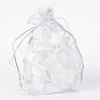 Heart Printed Organza Bags X-OP-R022-10x15-03-1