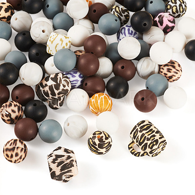 80Pcs Food Grade Eco-Friendly Silicone Focal Beads SIL-TA0002-66-1