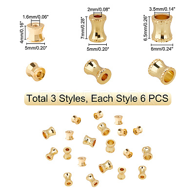 18Pcs 3 Style Brass Beads KK-PH0002-46-1