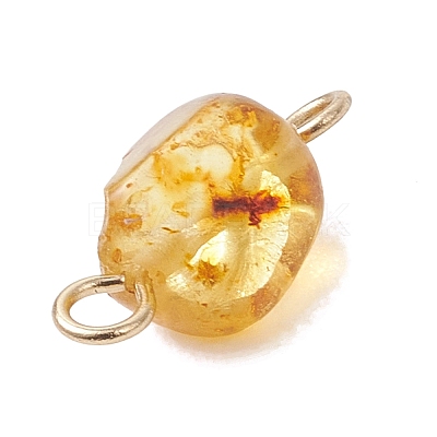 Natural Amber Connector Charms PALLOY-JF05158-1