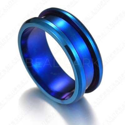 201 Stainless Steel Grooved Finger Ring Settings STAS-TAC0001-10D-L-1