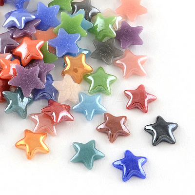 Pearlized Plated Opaque Glass Cabochons PORC-R139A-M-1