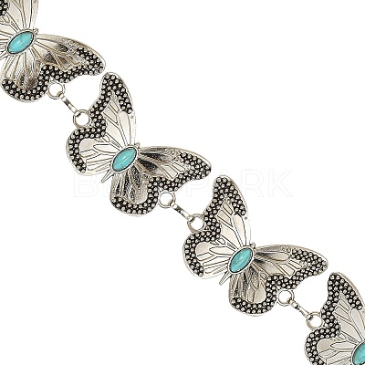 Butterfly Link Chain Waist Chains with Resin AJEW-CJC0006-02AS-1