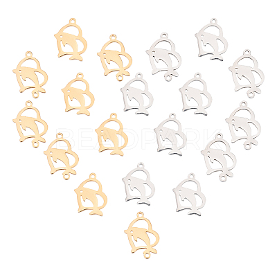 24Pcs 4 Style 201 Stainless Steel Hollow Pendants STAS-UN0029-99-1
