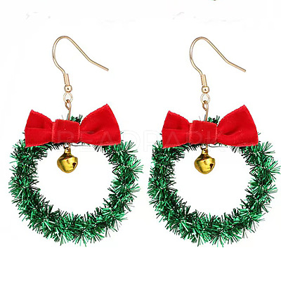 Christmas Theme Alloy Plastic Dangle Earrings FS-WG6FBD6-13-1