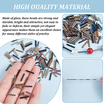 623Pcs 7 Style Glass Bugle Beads SEED-PH0002-12-1