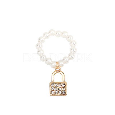 Plastic Imitation Pearl & Alloy & Crystal Rhinestone Finger Rings FS-WG241E1-18-1